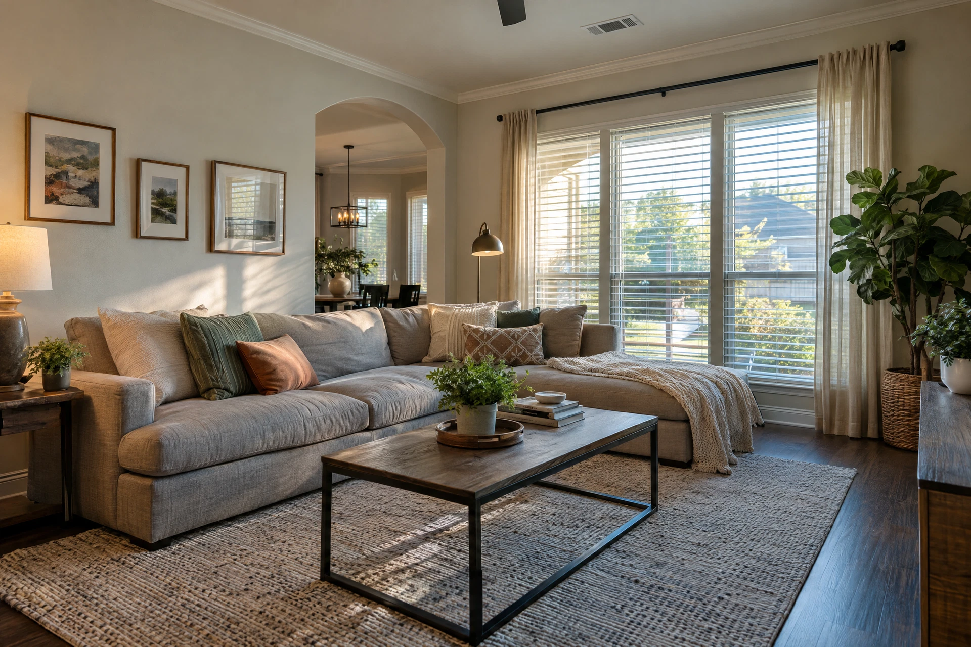 Climate-controlled living room in a Crowley, Texas home